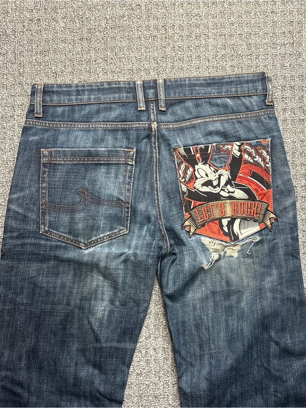 Vintage Y2K IceBerg Bugs Bunny Embroidered Stained Jeans | $130